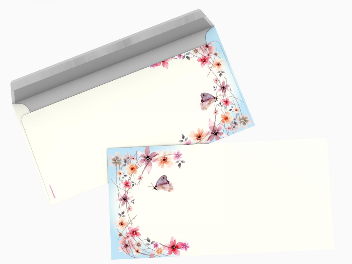 Stationery Spring with Butterflies and Flowers Writing paper